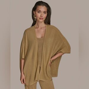 Donna Karan NWT Women’s Gold Metallic Open Front Sweater Cardigan. Size S/M.